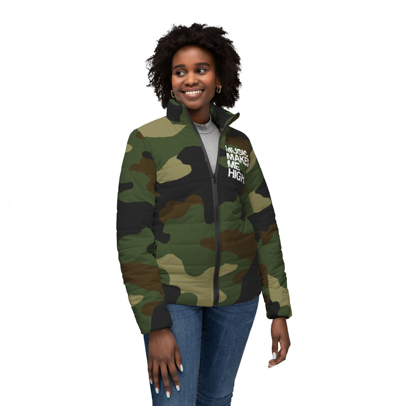 MMMH Women’s Puffer Jacket: Camo | White