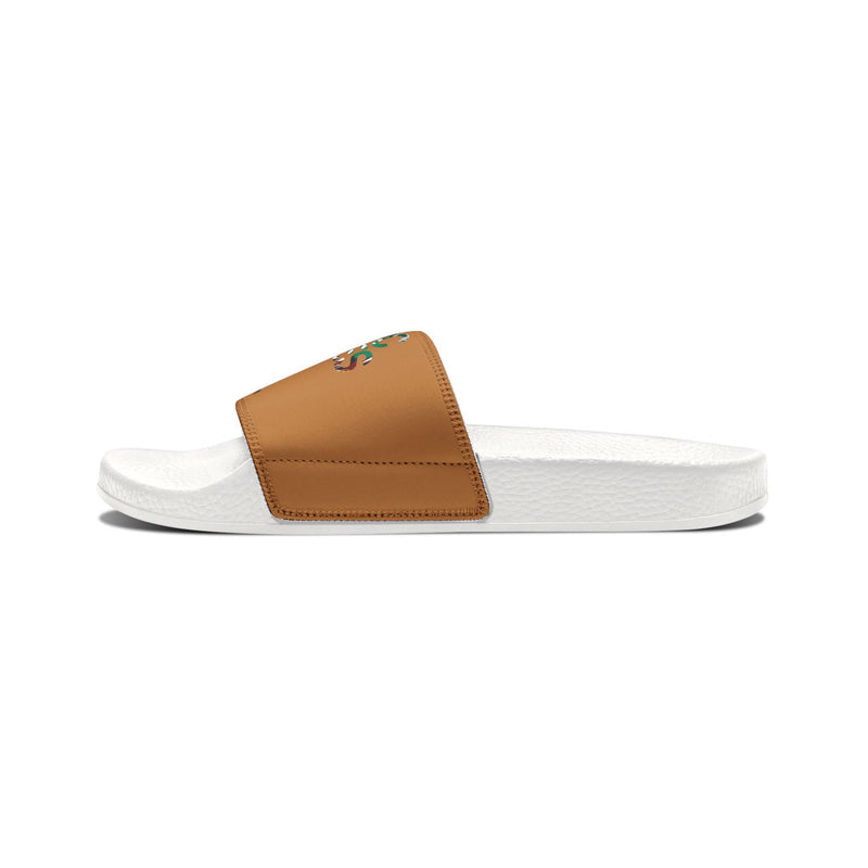 MMMH Unisex Slides: Light Brown/White | Graffiti