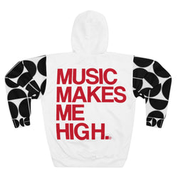 MMMH Unisex Hoodie: Black Geo/White | Red