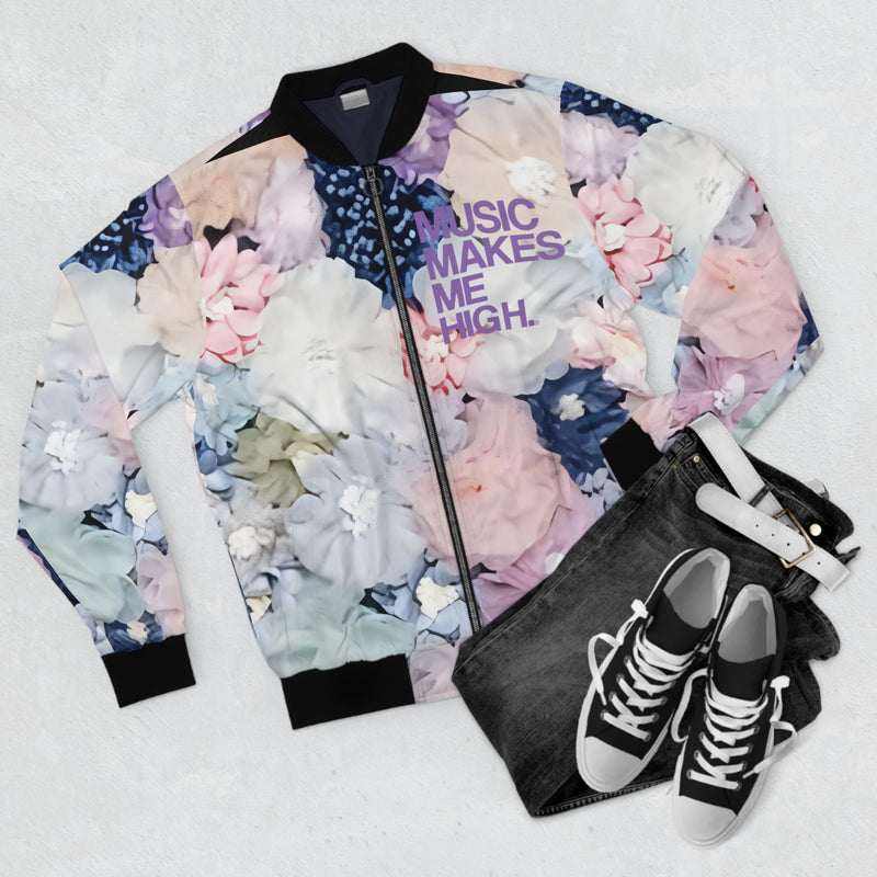 MMMH Unisex Bomber Jacket: Floral | Light Purple