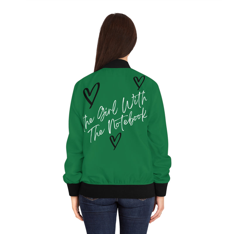 TGWTN Women's Bomber Jacket: Black/White | Dark Green