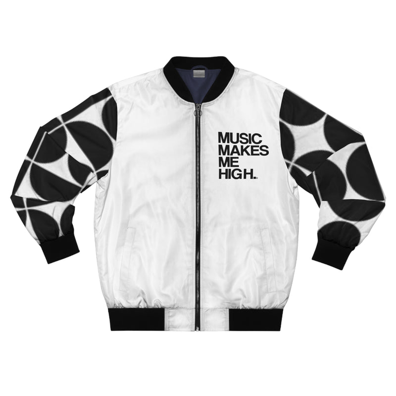 MMMH Unisex Bomber Jacket: Black Geo/White | Black