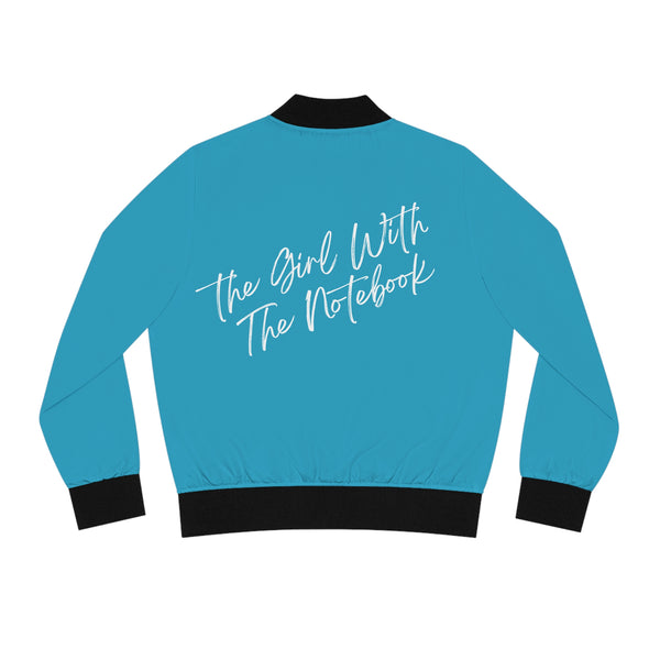 TGWTN Women's Bomber Jacket: White | Turquoise