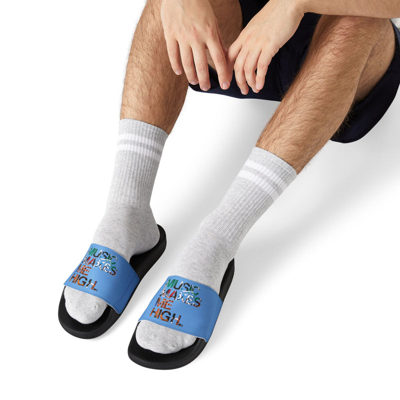 MMMH Unisex Slides: Light Blue/Black | Graffiti