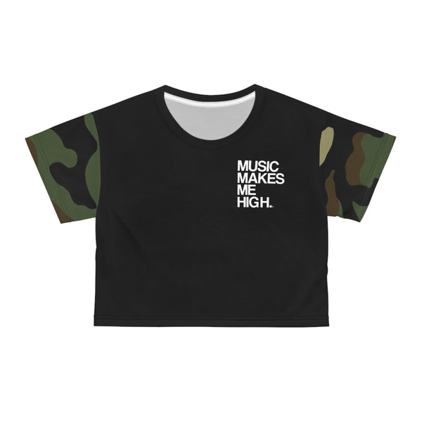 MMMH Cropped Top: Camo/Black | White