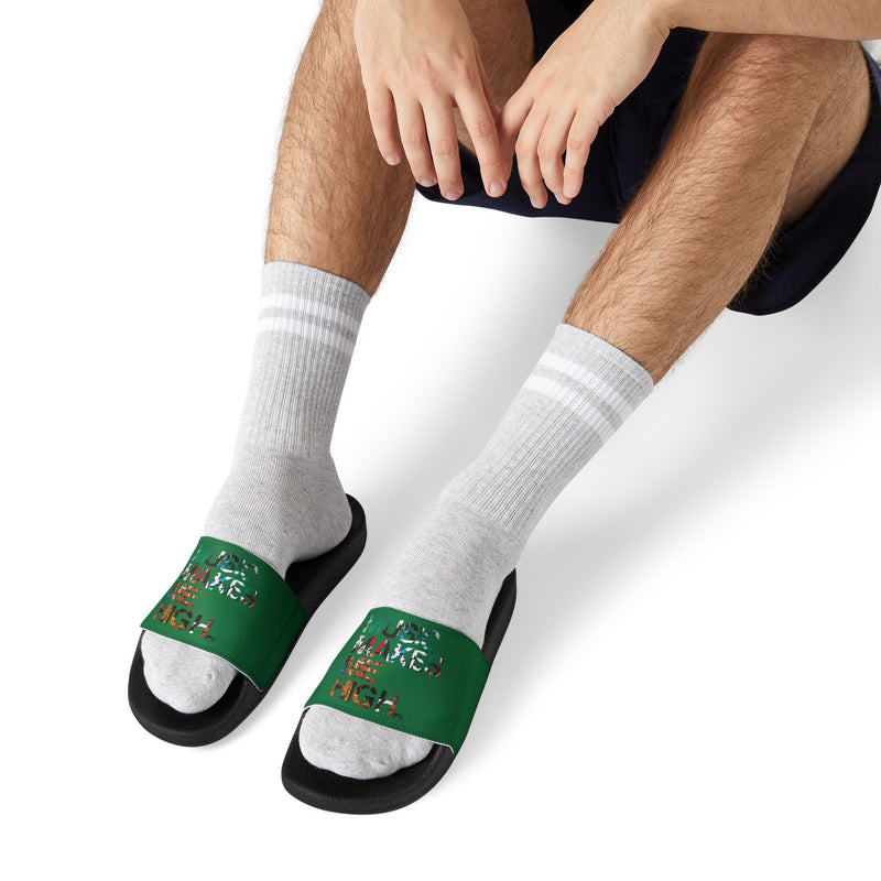 MMMH Unisex Slides: Dark Green/Black | Graffiti