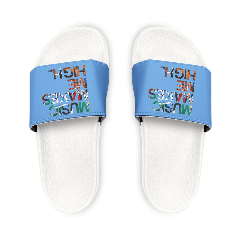 MMMH Unisex Slides: Light Blue/White | Graffiti