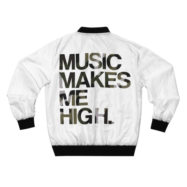 MMMH Bomber Jacket: White | Camo Lettering