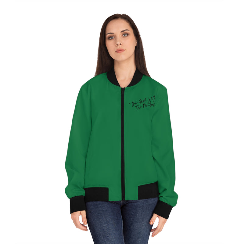 TGWTN Women's Bomber Jacket: Black | Dark Green