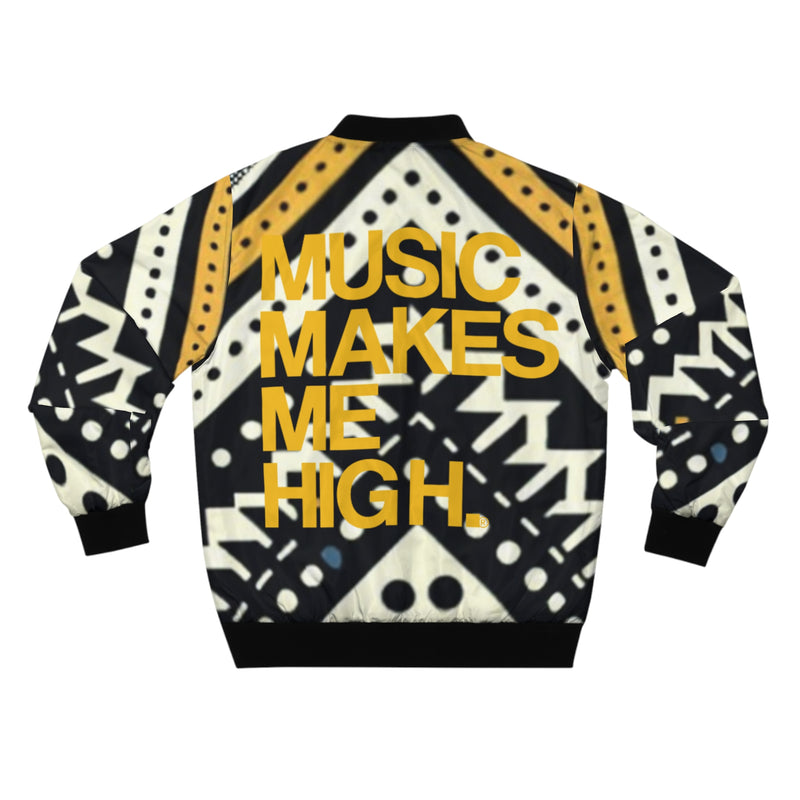 MMMH Unisex Bomber Jacket: Black Abstract | Yellow