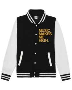 MMMH Unisex Letterman Jacket: Black/White | Gold