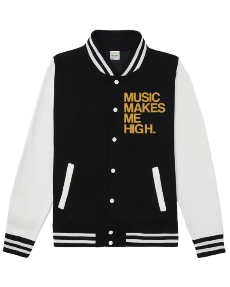 MMMH Unisex Letterman Jacket: Black/White | Gold