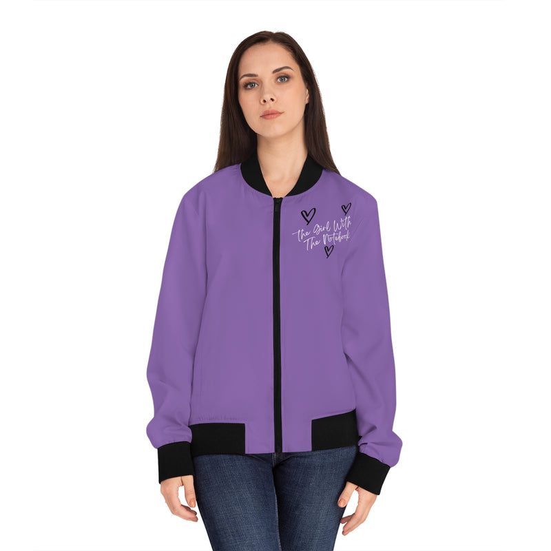 TGWTN Women's Bomber Jacket: Black/White | Light Purple