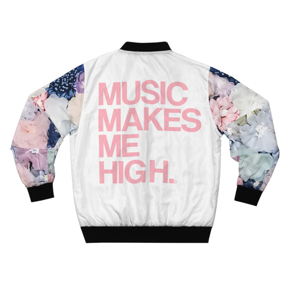 MMMH Unisex Bomber Jacket: Flowers/White | Light Pink