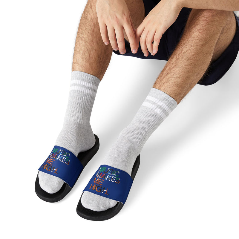 MMMH Unisex Slides: Dark Blue/Black | Graffiti