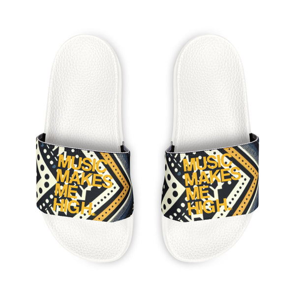 MMMH Unisex Sandals: Black Abstract/White | Yellow