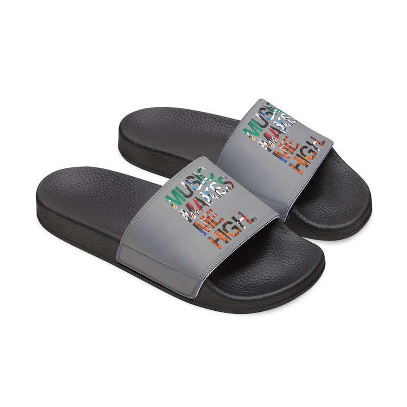 MMMH Unisex Slides: Grey/Black | Graffiti