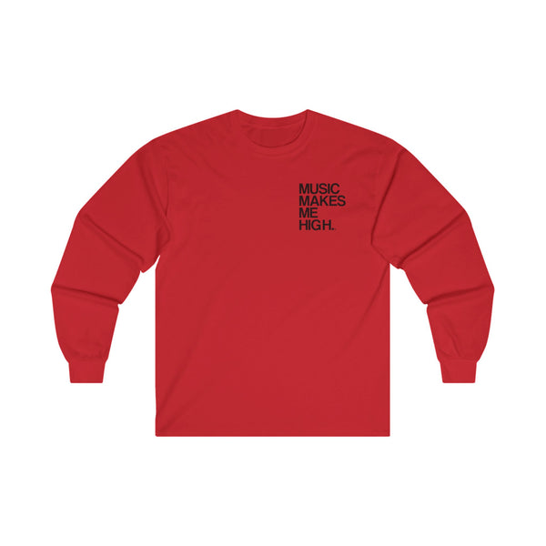 MMMH Unisex Long Sleeve Tee: Red | Black Lettering