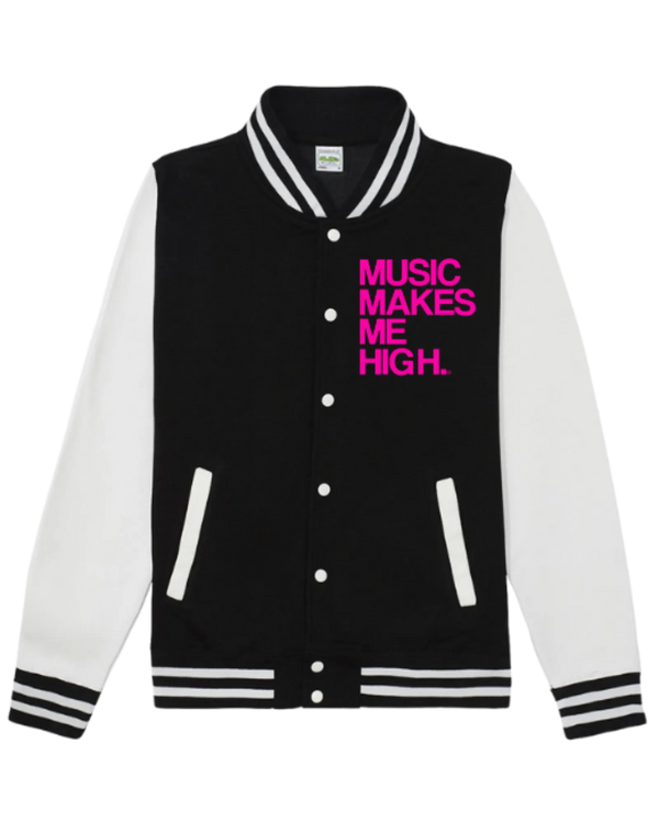 MMMH Unisex Letterman Jacket: Black/White | Pink