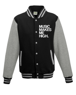 MMMH Unisex Letterman Jacket: Black/Gray | White