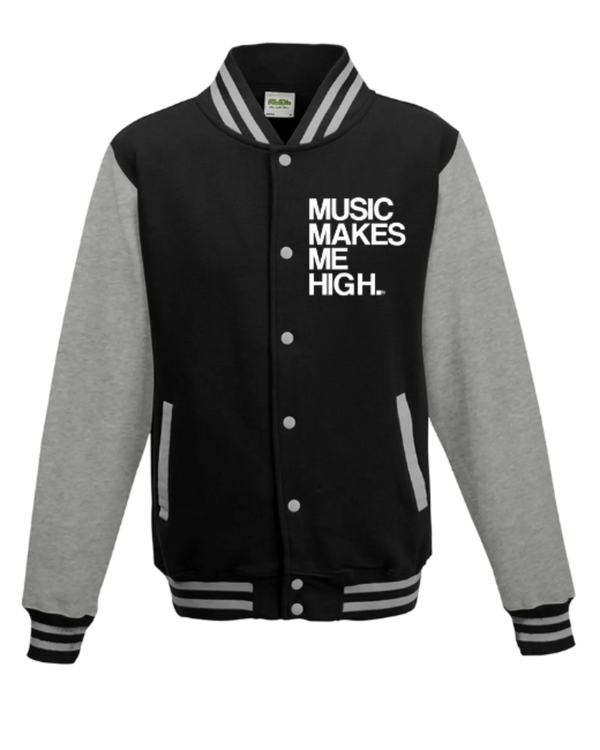 MMMH Unisex Letterman Jacket: Black/Gray | White