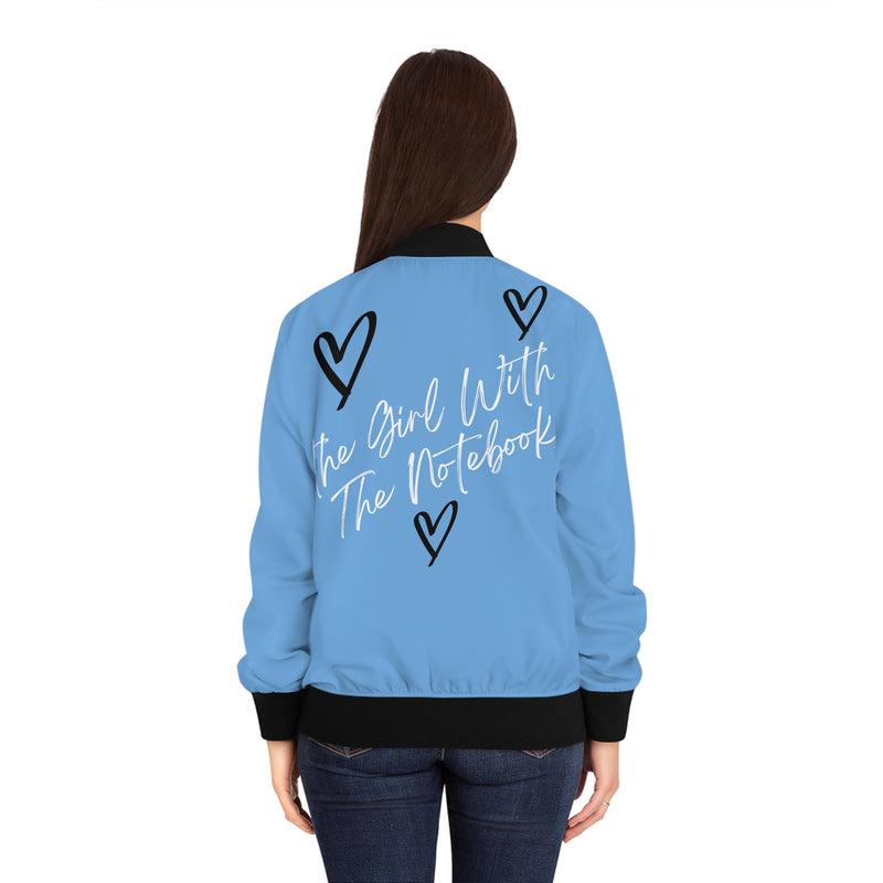 TGWTN Women's Bomber Jacket: Black/White | Light Blue