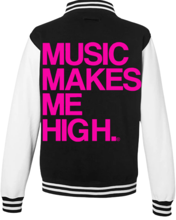 MMMH Unisex Letterman Jacket: Black/White | Pink