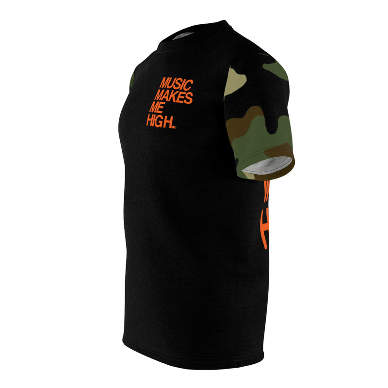 MMMH Unisex T-Shirt: Camo Sleeves/Black | Orange