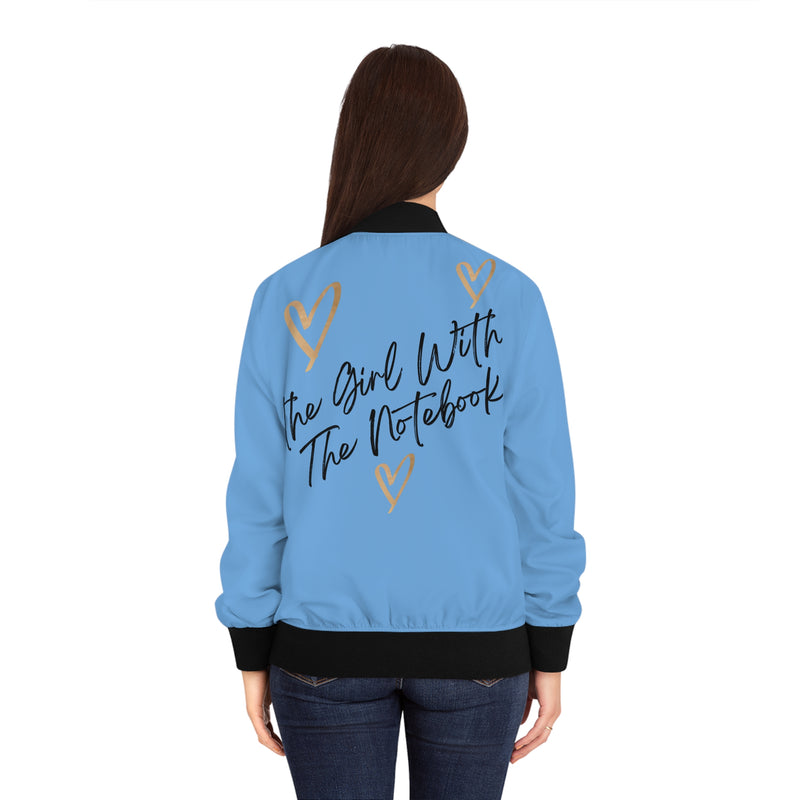 TGWTN Women's Bomber Jacket: Brown/Black | Light Blue