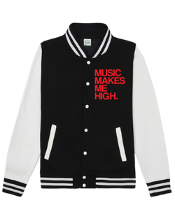 MMMH Unisex Letterman Jacket: Black/White | Red