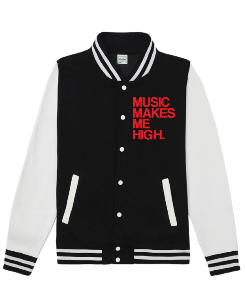 MMMH Unisex Letterman Jacket: Black/White | Red