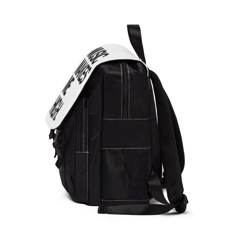 MMMH Backpack: White | Black Lettering