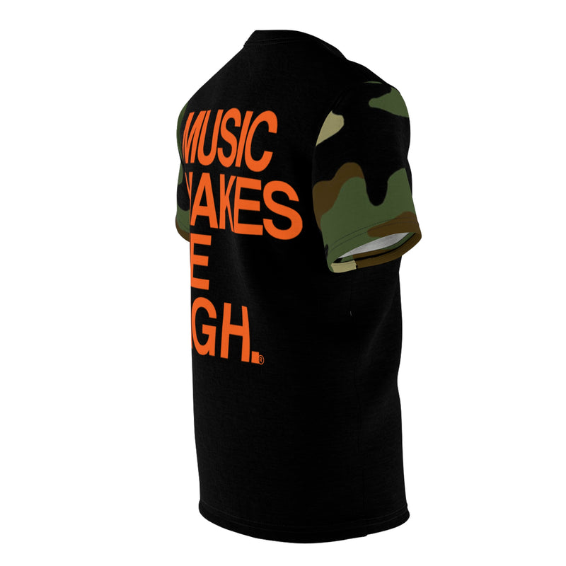 MMMH Unisex T-Shirt: Camo Sleeves/Black | Orange