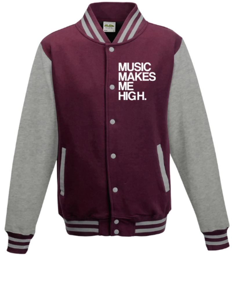 MMMH Unisex Letterman Jacket: Maroon/Gray | White