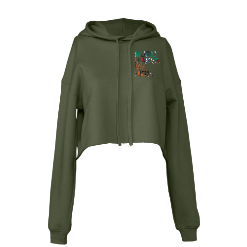 MMMH Cropped Hoodie: Military Green | Graffiti