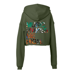 MMMH Cropped Hoodie: Military Green | Graffiti