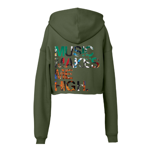 MMMH Cropped Hoodie: Military Green | Graffiti