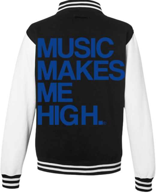 MMMH Unisex Letterman Jacket: Black/White | Blue