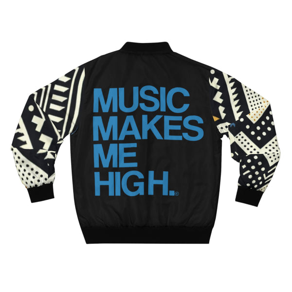 MMMH Unisex Bomber Jacket: Black Abstract/Black | Blue