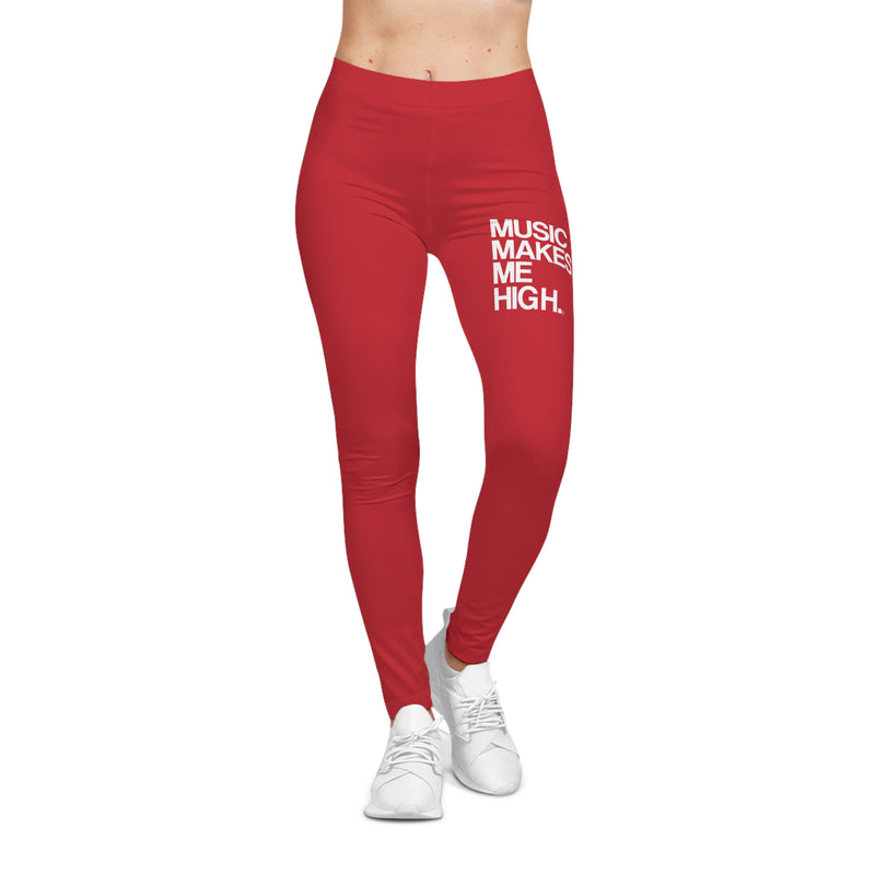 MMMH Leggings: Dark Red | White