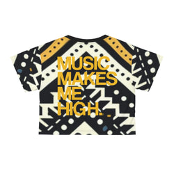 MMMH Cropped Top: Black Abstract | Gold