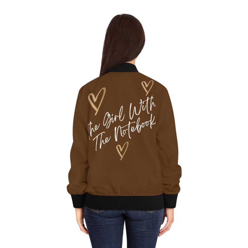 TGWTN Women's Bomber Jacket: Brown/White | Brown