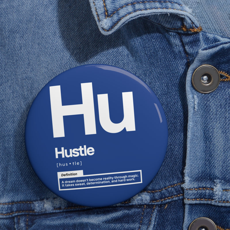 NOVL Round Pin: Hustle White | Dark Blue