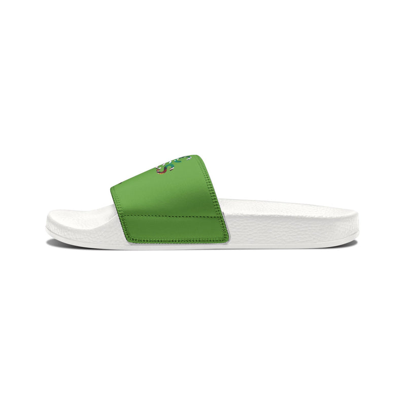 MMMH Unisex Slides: Green/White | Graffiti