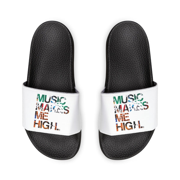 MMMH Unisex Slides: White/Black | Graffiti