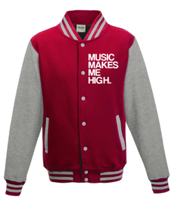 MMMH Unisex Letterman Jacket: Red/Gray | White