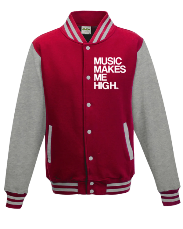 MMMH Unisex Letterman Jacket: Red/Gray | White