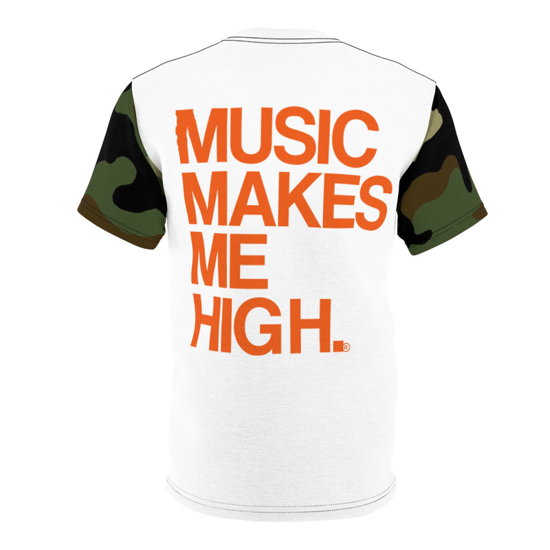 MMMH Unisex T-Shirt: Camo Sleeves/White| Orange