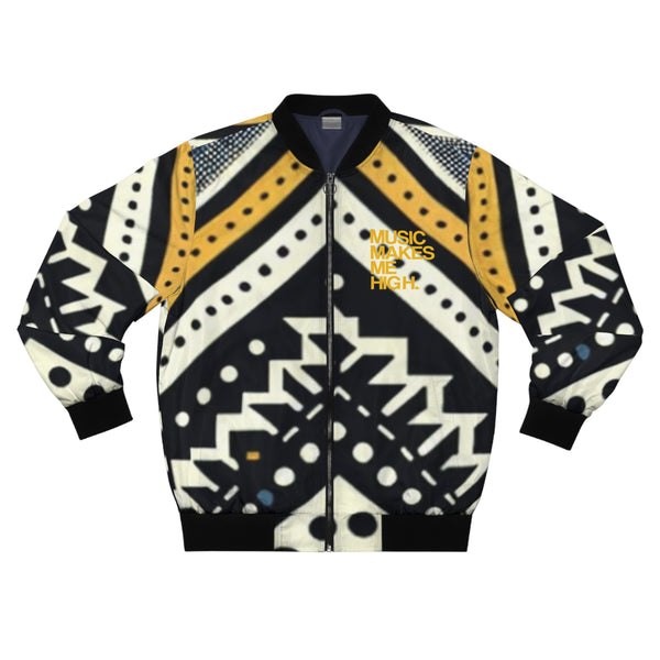 MMMH Unisex Bomber Jacket: Black Abstract | Yellow