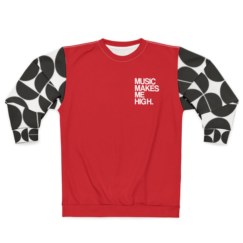 MMMH Unisex Sweatshirt: Black Geo/Red | White